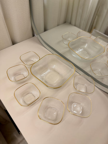 Elegant Ribbed Glass Serving Set