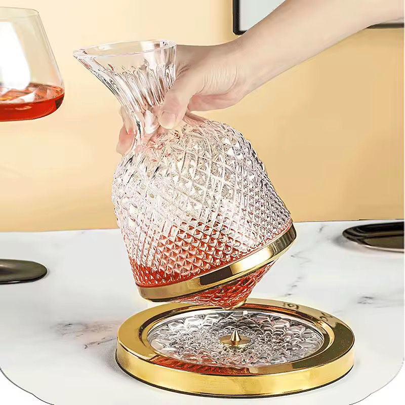 Luxury Rotating Crystal Glass Decanter with Base