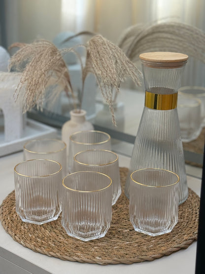 7pcs set of Glass Bottle With 6 Cups