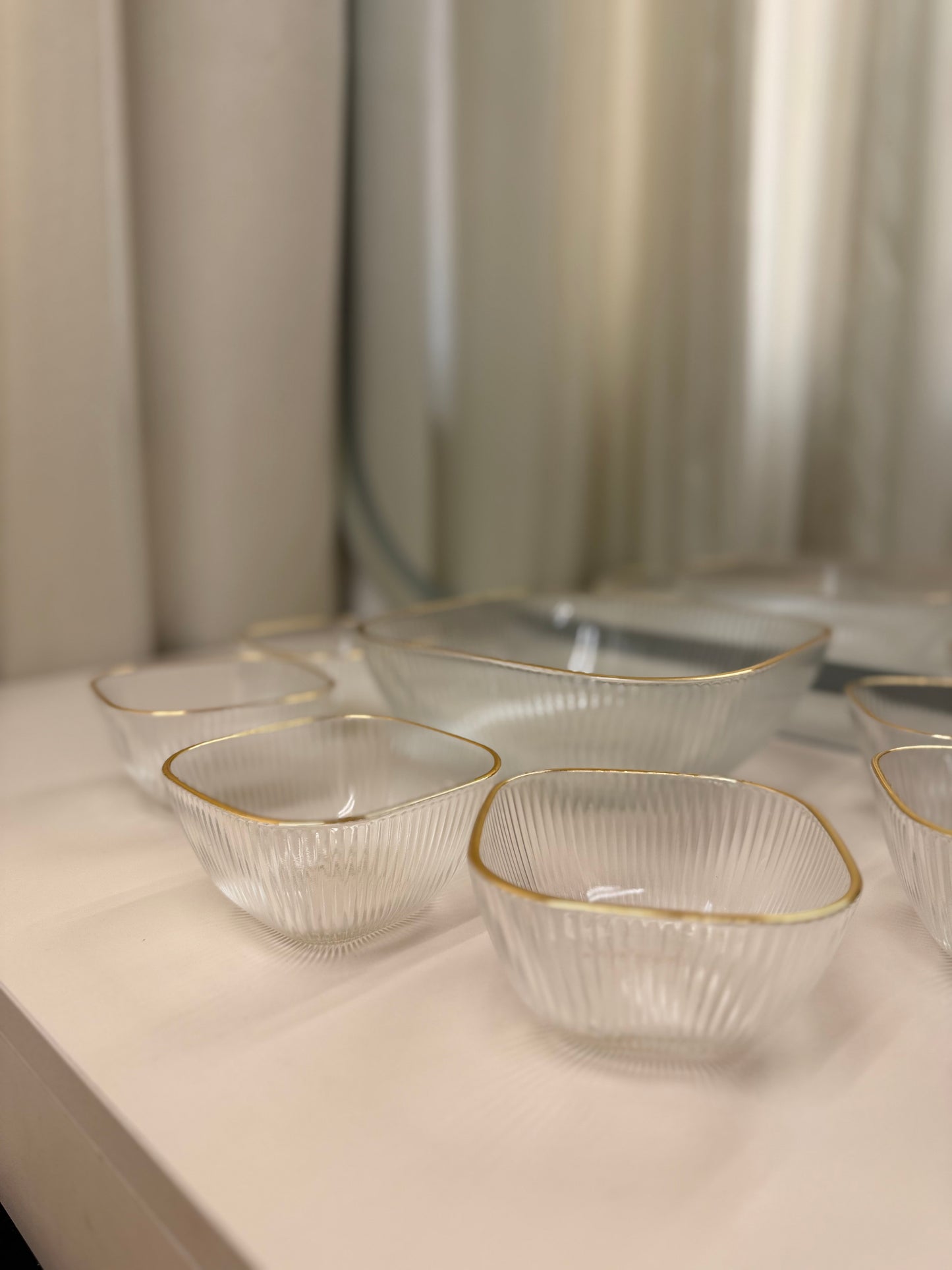 Elegant Ribbed Glass Serving Set