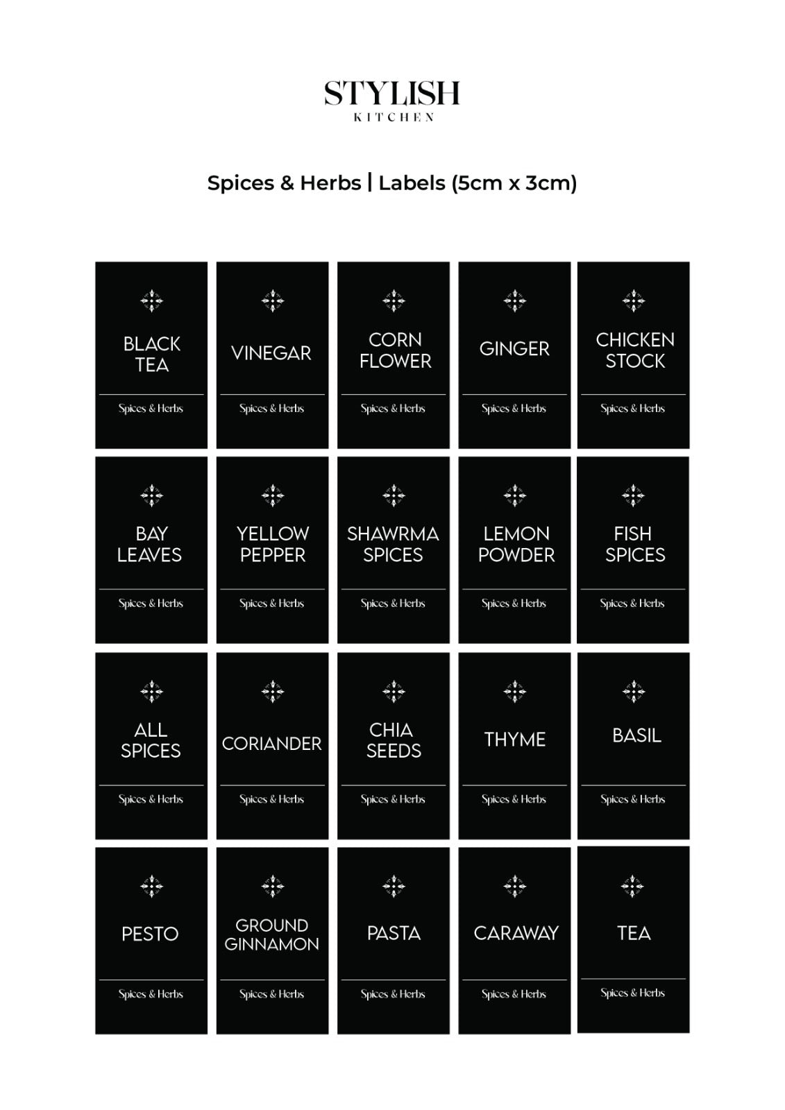 60 Labels Stylish Kitchen ( 5x3 )