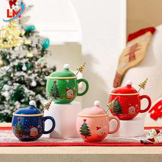 Christmas-Themed Ceramic Mug Set