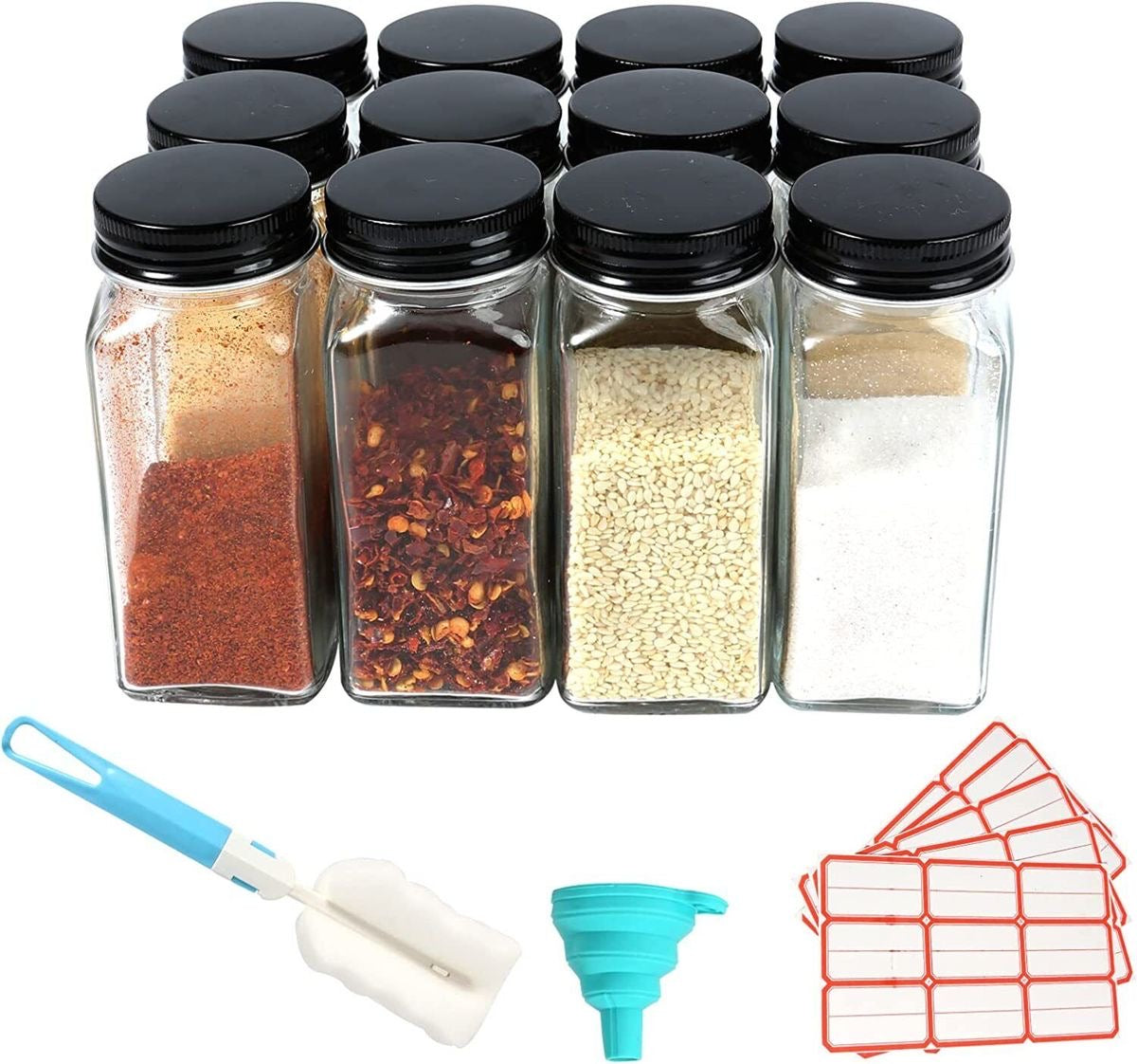 12 pcs Black Spices Jars with Iron stand