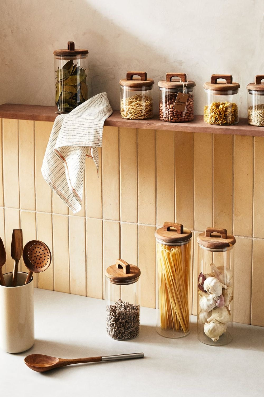 Glass Storage Jars with Wooden Lids