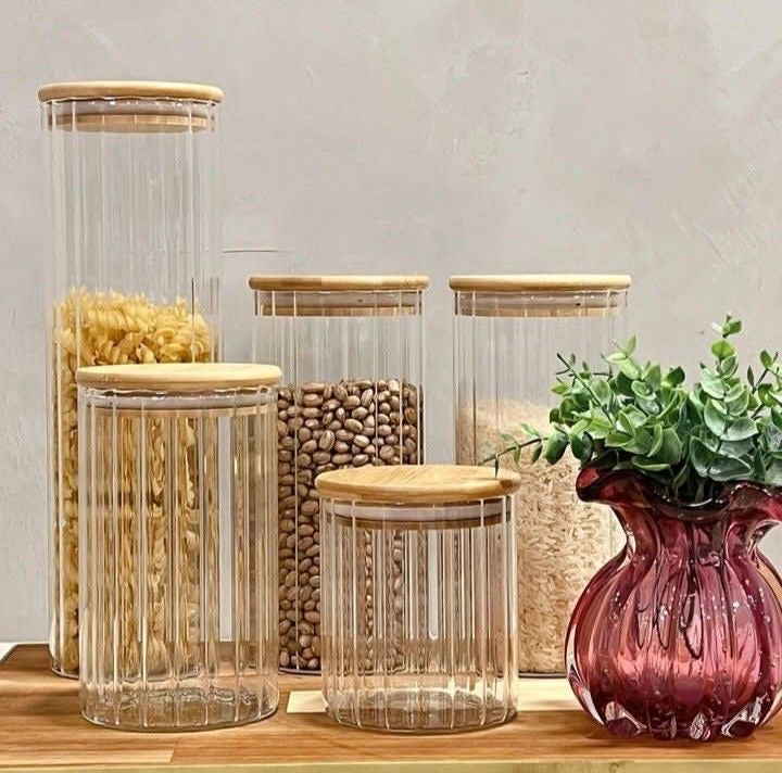 Wood Glass Jar with wooden lid