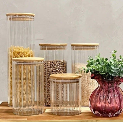 Wood Glass Jar with wooden lid