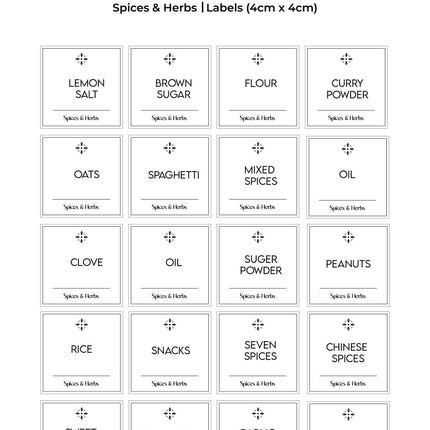 Stylish Kitchen Labels (4x4)