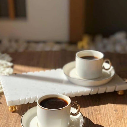 Coffee and Tea Cups with Gold Handel