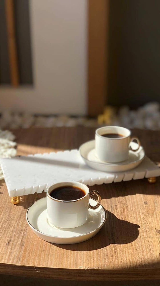 Coffee and Tea Cups with Gold Handel