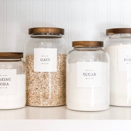 Wood lid glass airtight storage bottles