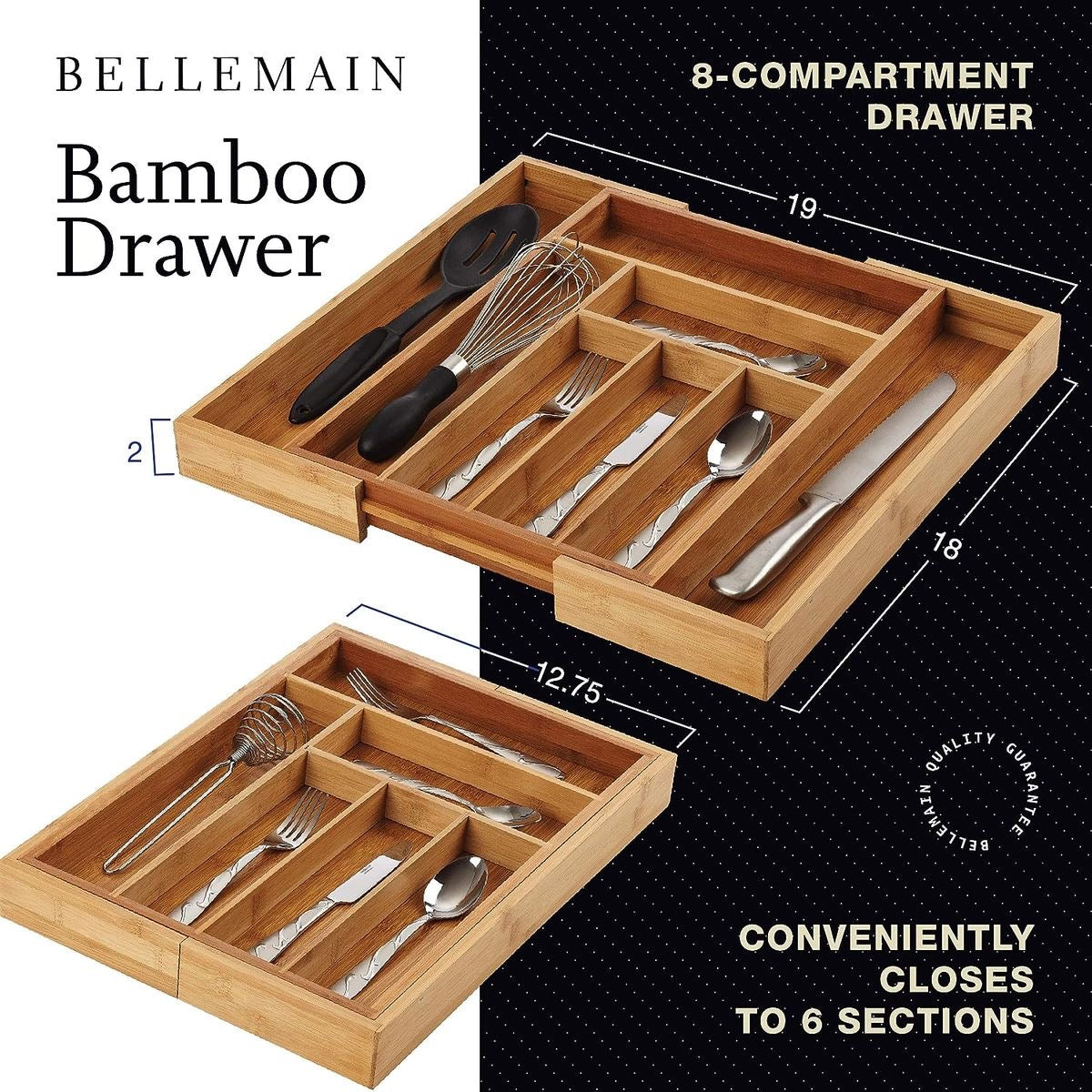 Bamboo Drawer Organizer – Multi-Section Storage