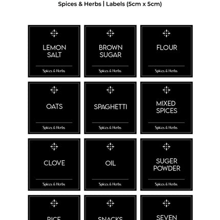 Stylish Kitchen Labels ( 5x5 )