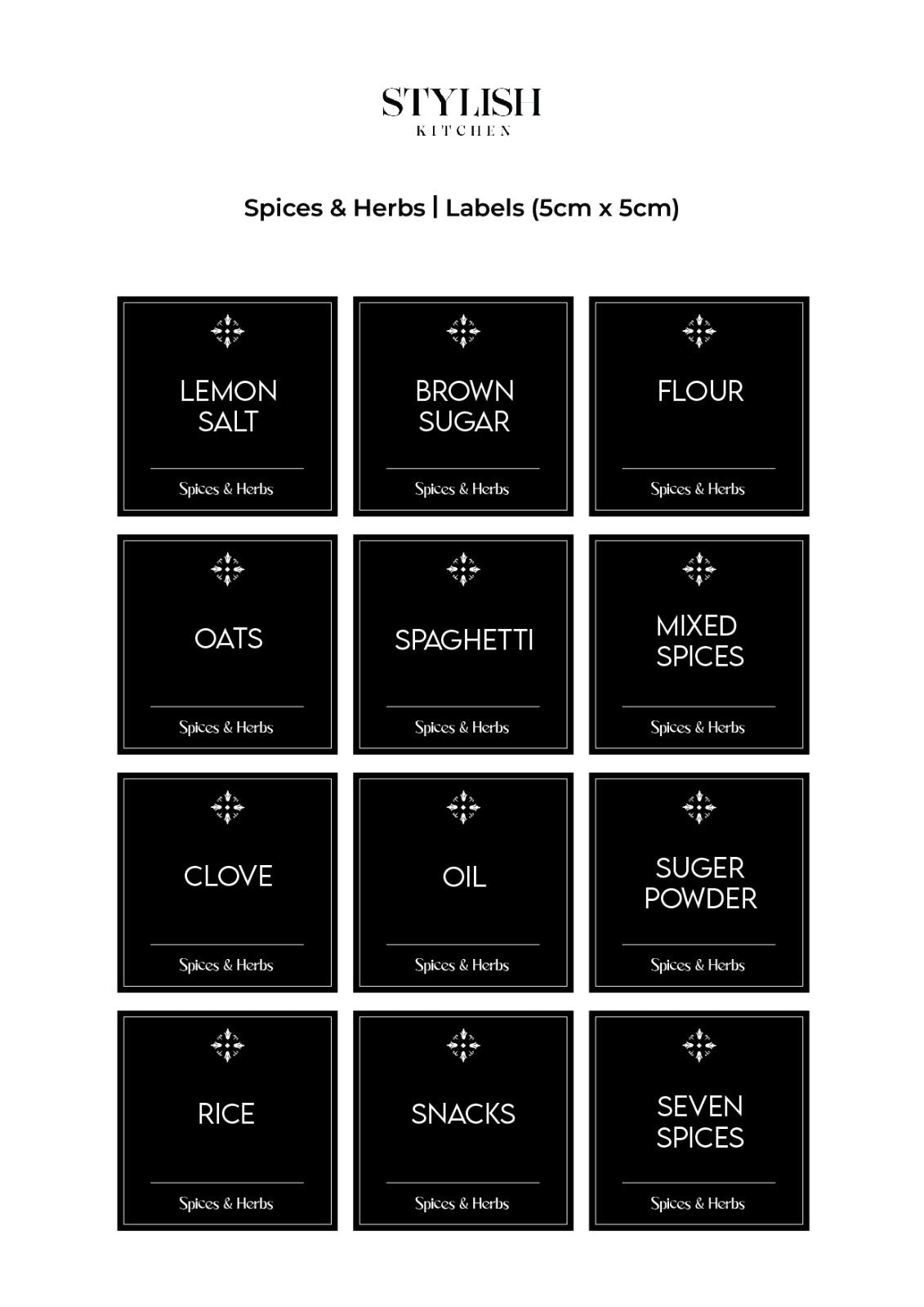 Stylish Kitchen Labels ( 5x5 )