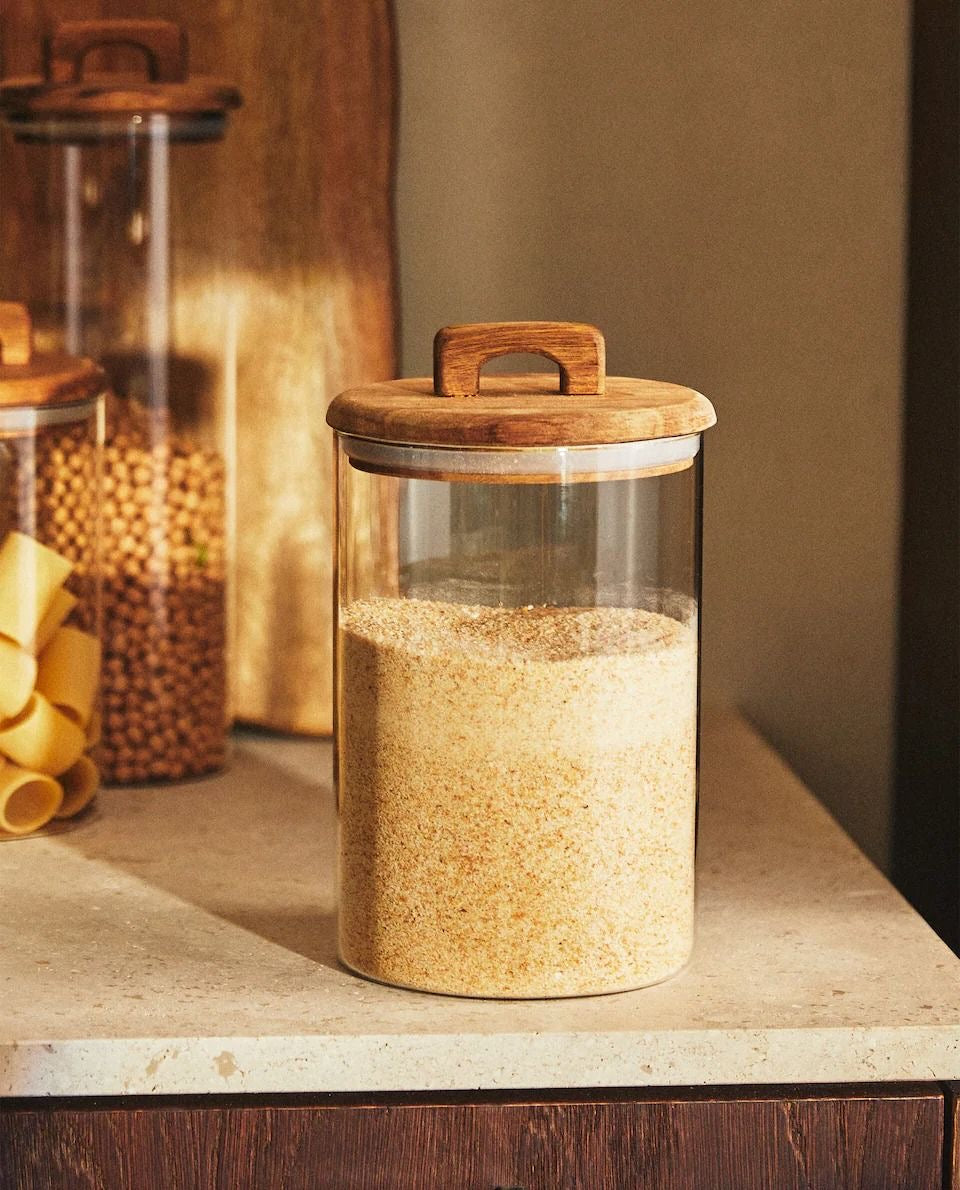 Glass Storage Jars with Wooden Lids