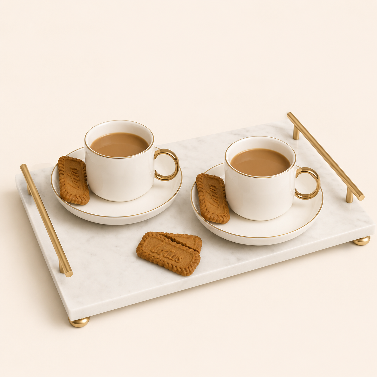 Coffee and Tea Cups with Gold Handel