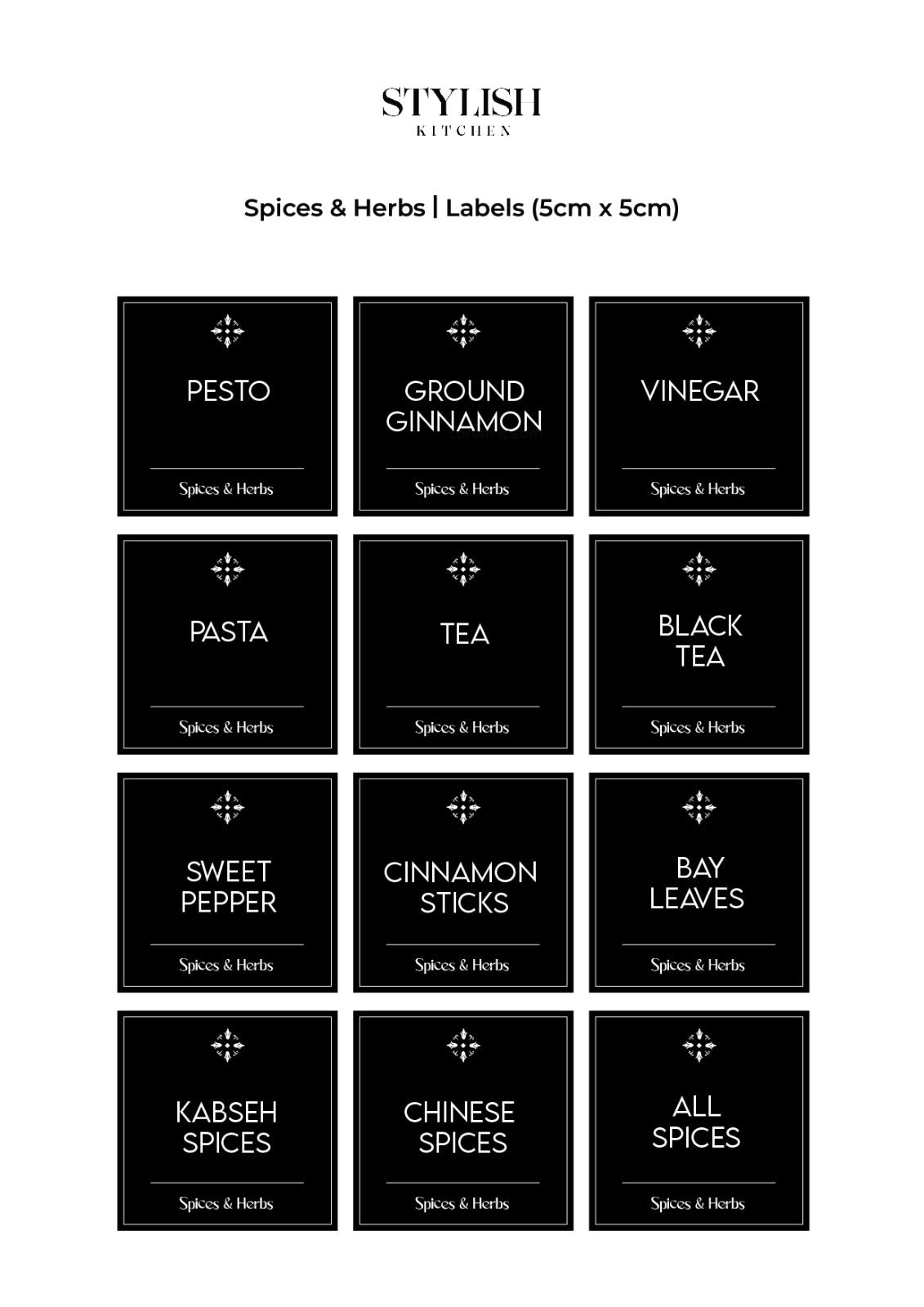 Stylish Kitchen Labels ( 5x5 )