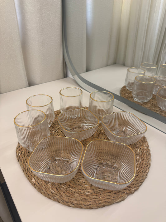 Set of 12 Glass Cups with Bowls
