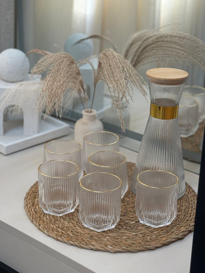 7pcs set of Glass Bottle With 6 Cups