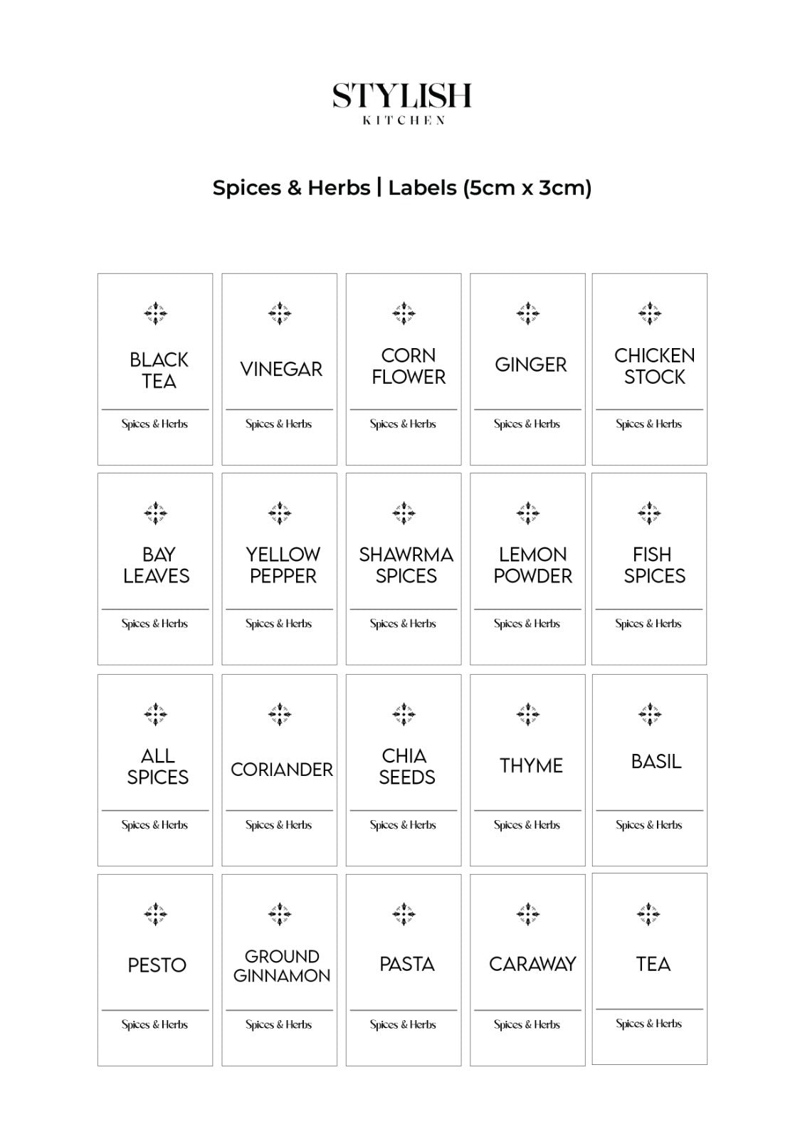 60 Labels Stylish Kitchen ( 5x3 )