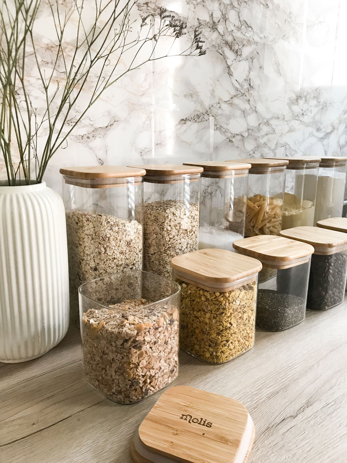 Stackable Glass Storage Jar with Bamboo Lids