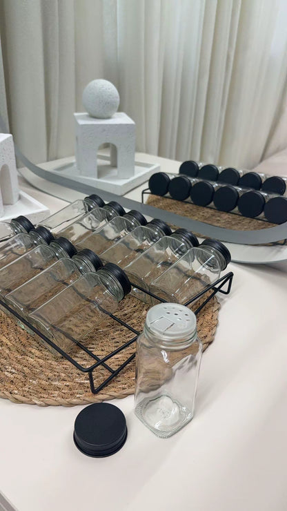 120ml Black Glass Spices Jars
