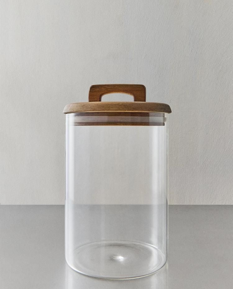 Glass Storage Jars with Wooden Lids