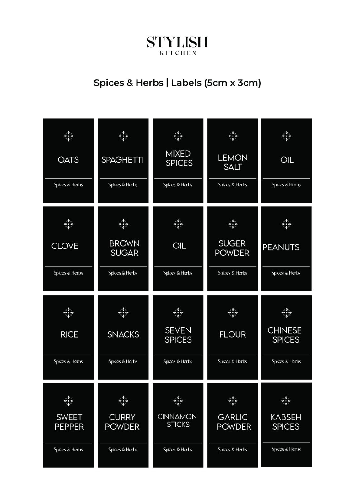 60 Labels Stylish Kitchen ( 5x3 )