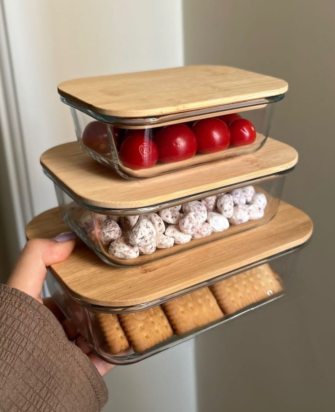 Glass Storage Containers with Bamboo Lids – Set of 3