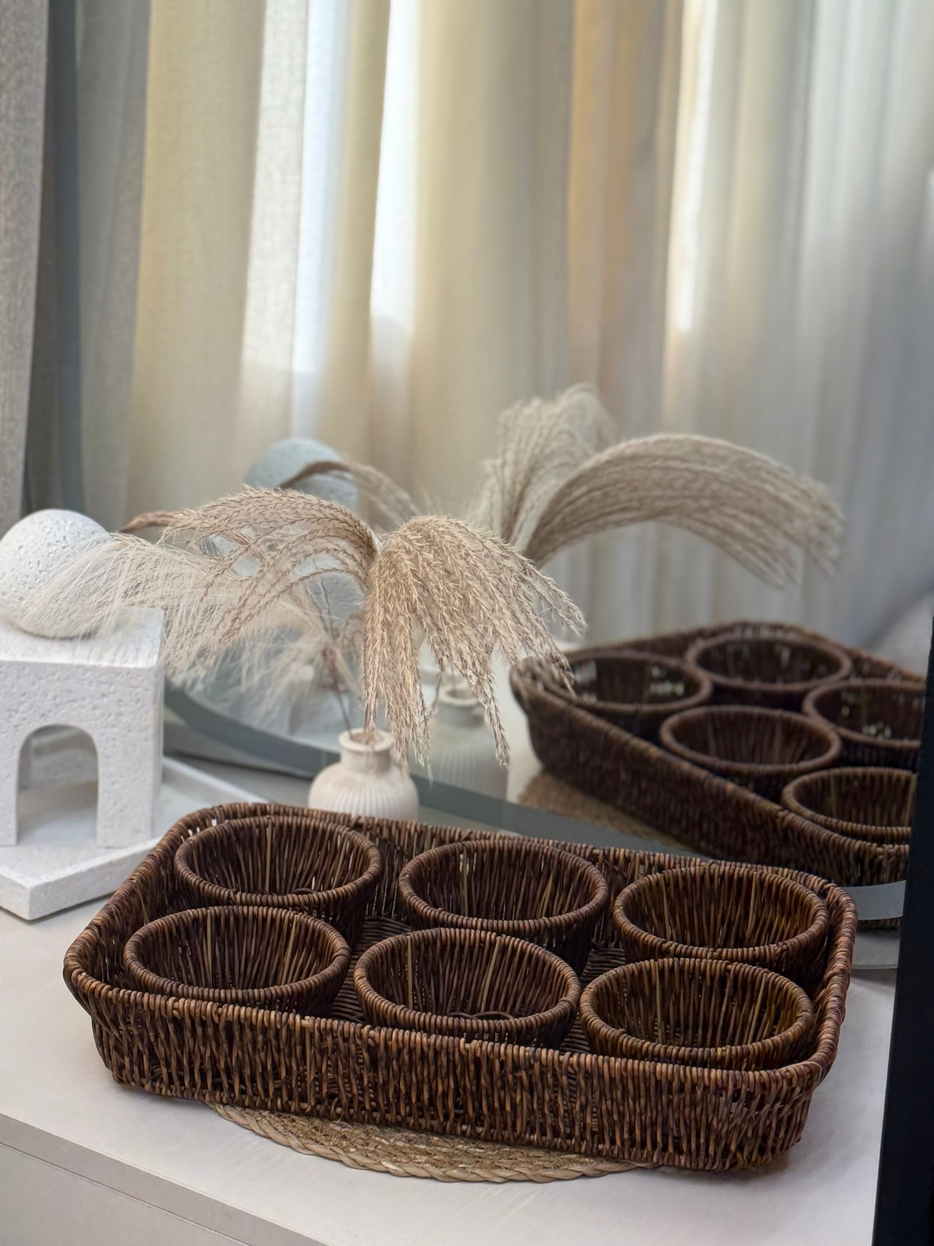 Tray with 6 Woven Bowls