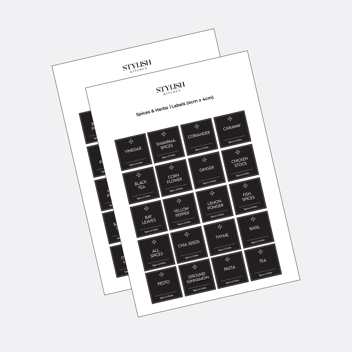 Stylish Kitchen Labels (4x4)
