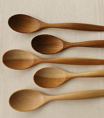 Set of small wood spoons
