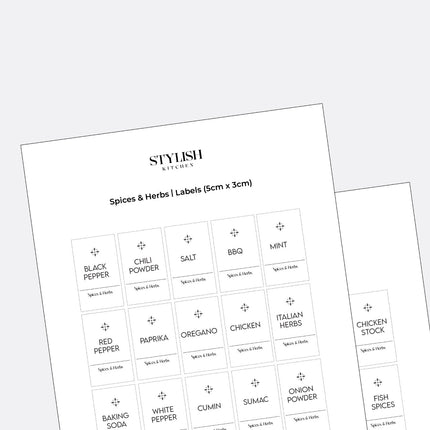 Stylish Kitchen Labels ( 5x3 )