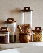 Glass Storage Jars with Wooden Lids