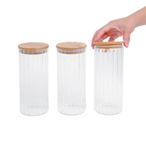 8x20cm Glass Storage Jar With Wooden Lid