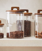 Glass Storage Jars with Wooden Lids