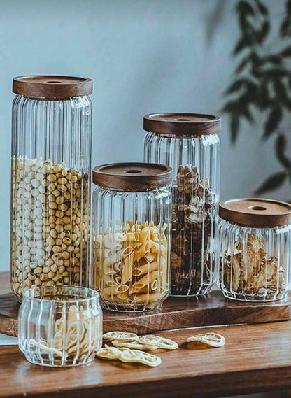 Wood Sealed Glass Jar with wooden lid