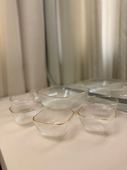 Elegant Ribbed Glass Serving Set