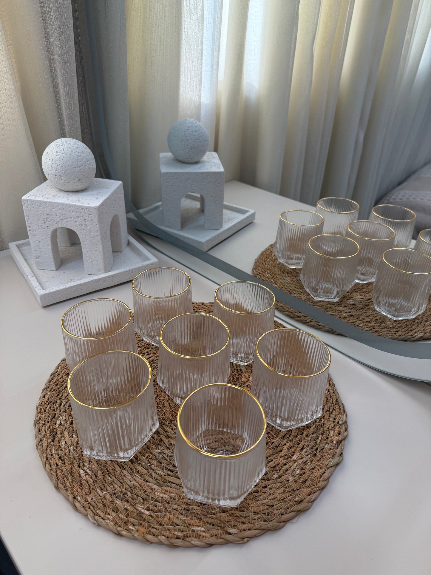 12 pcs Cups With Gold Rim