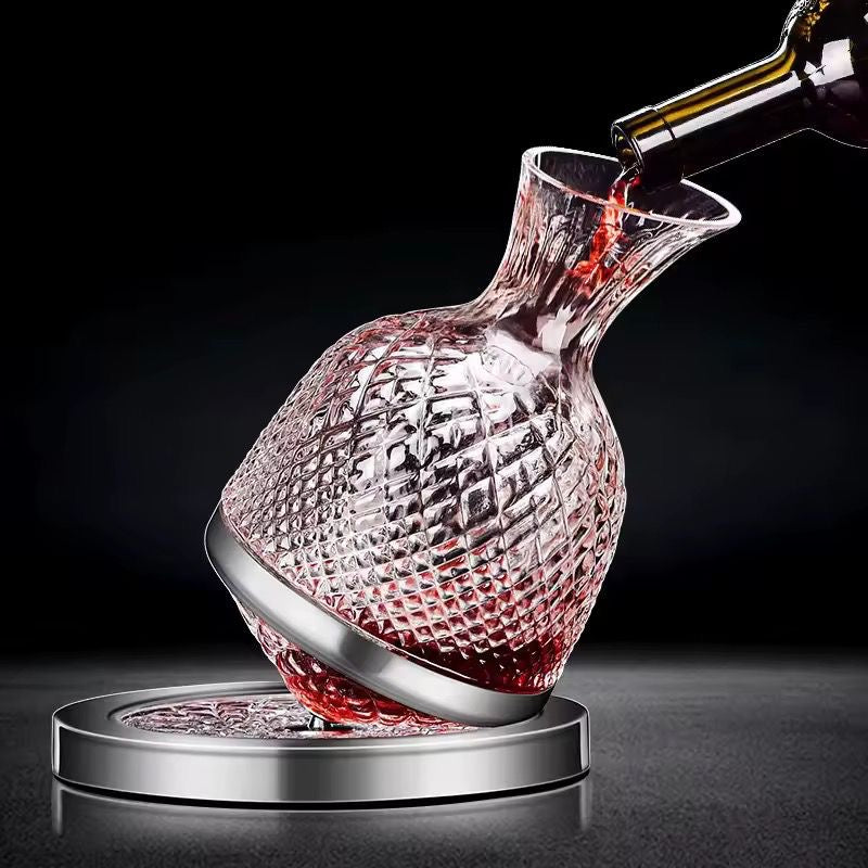 Luxury Rotating Crystal Glass Decanter with Base