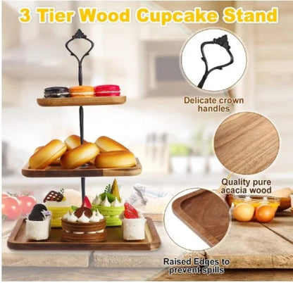 3-Tier Wooden Dessert Stand