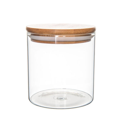 10cm Circle Storage Glass Jar With Bamboo Lid