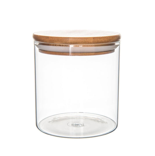 10cm Circle Storage Glass Jar With Bamboo Lid