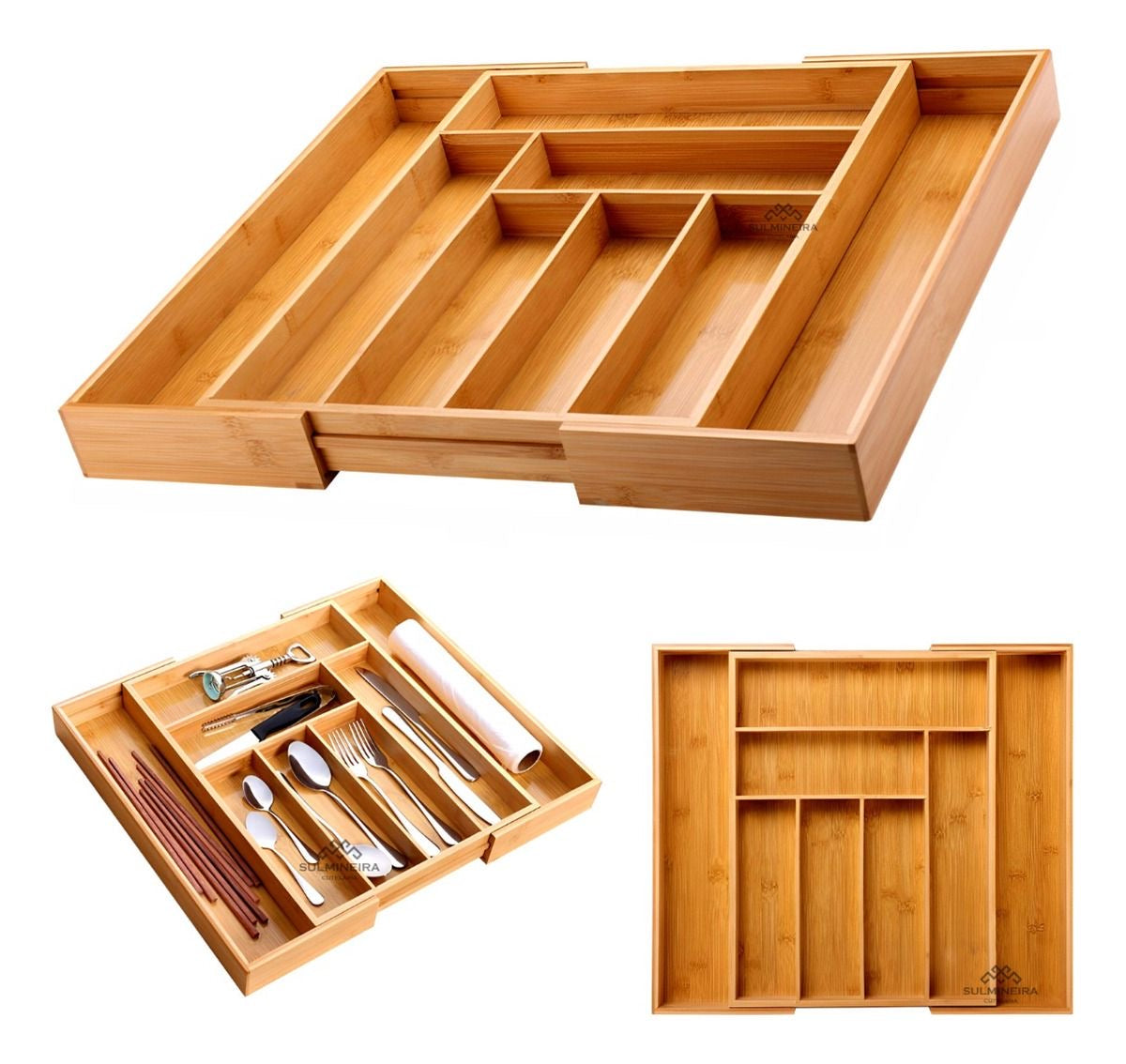 Bamboo Drawer Organizer – Multi-Section Storage