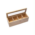 Bamboo Tea Organizer Box with Transparent Lid