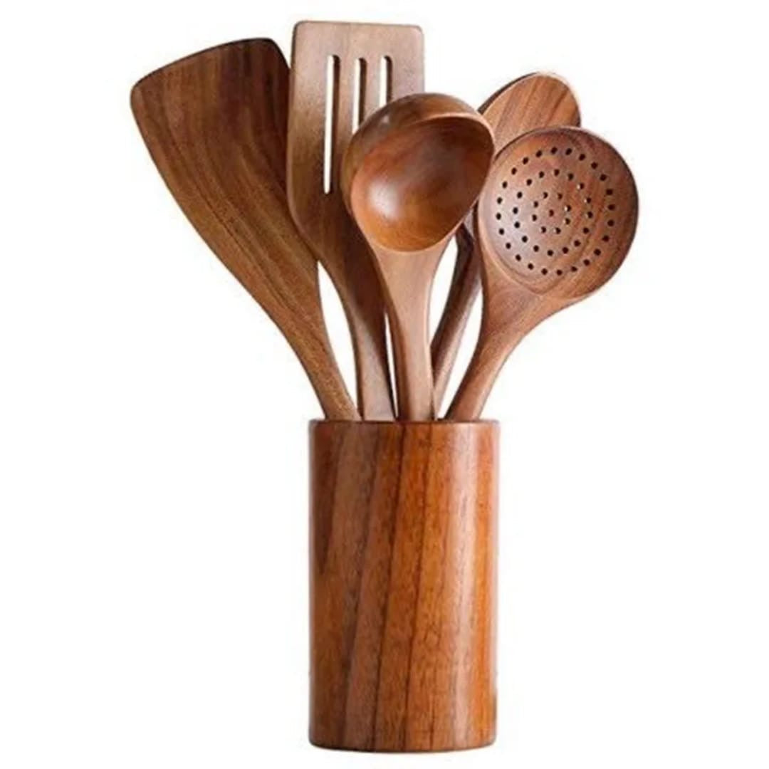 Premium 7 pieces wooden utensil set