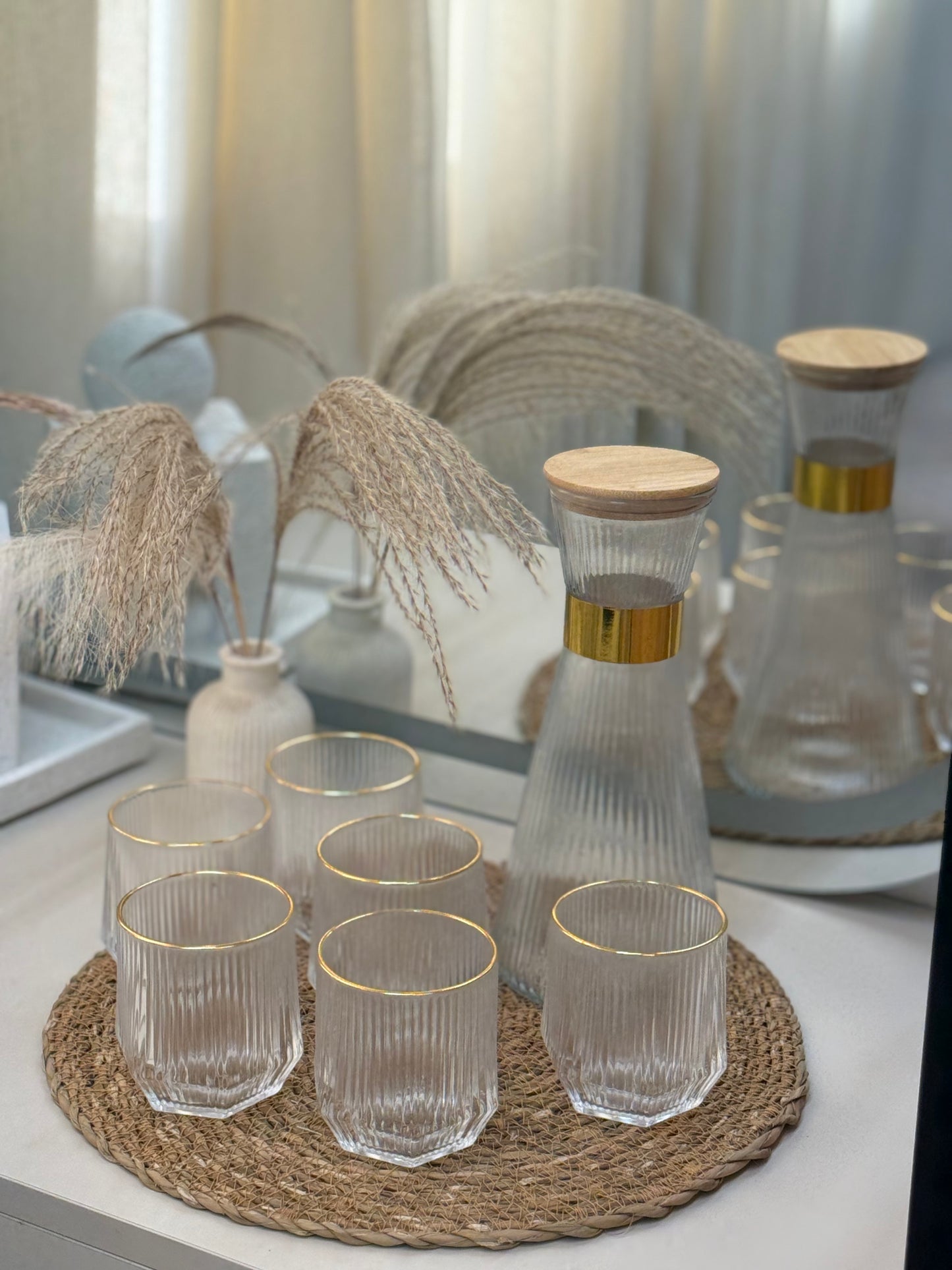 7pcs set of Glass Bottle With 6 Cups