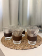 12-Piece Ribbed Glass Coffee Cup Set with Wood Grip