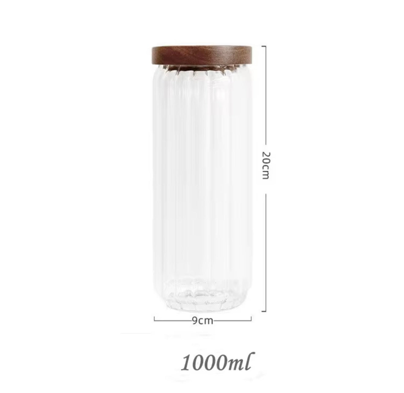 1000ml Glass Storage Jar With Wooden Lids