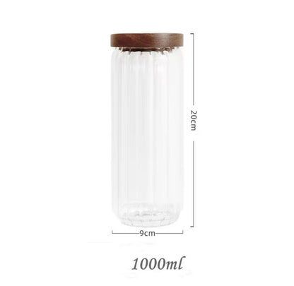 1000ml Glass Storage Jar With Wooden Lids