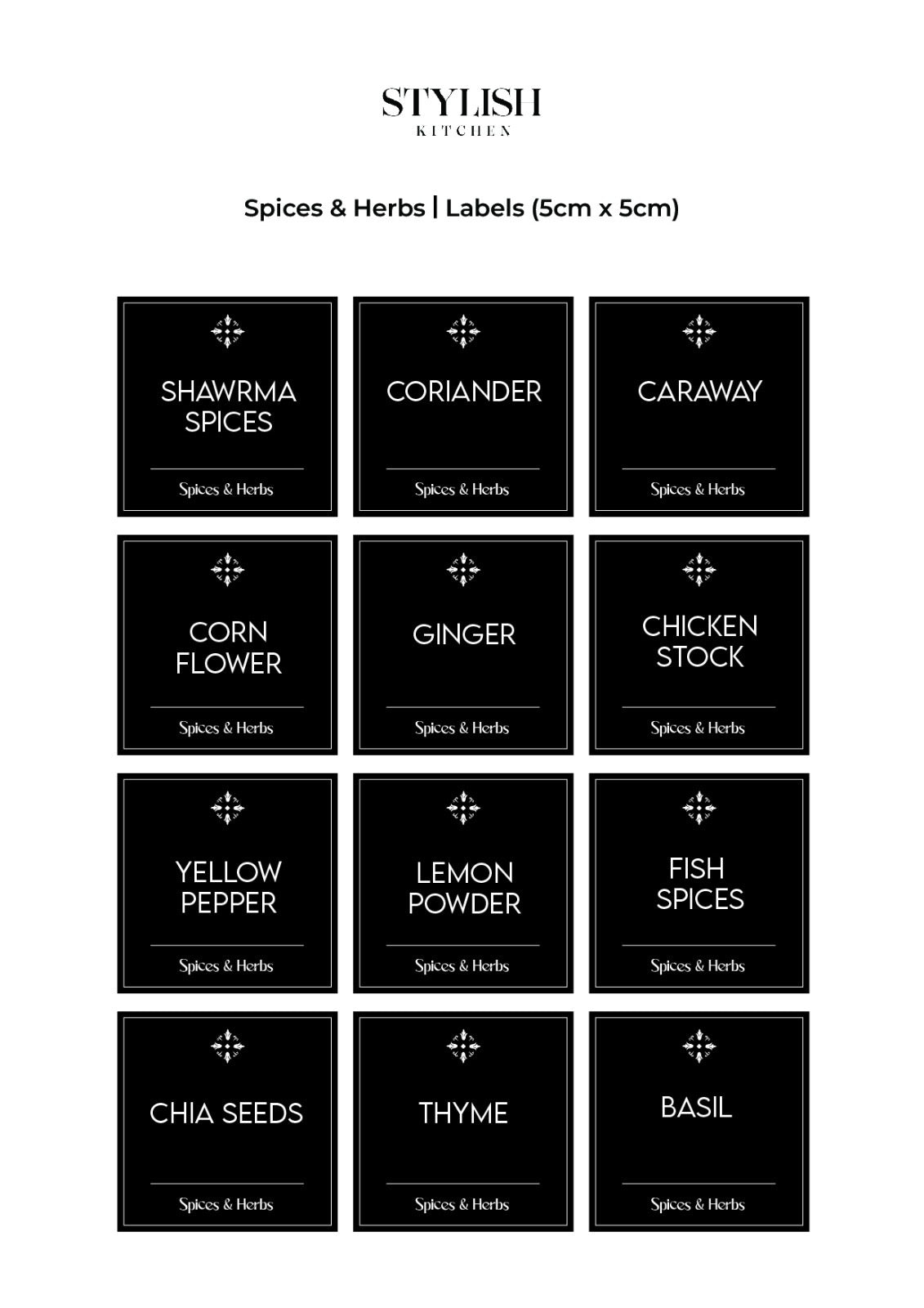 Stylish Kitchen Labels ( 5x5 )